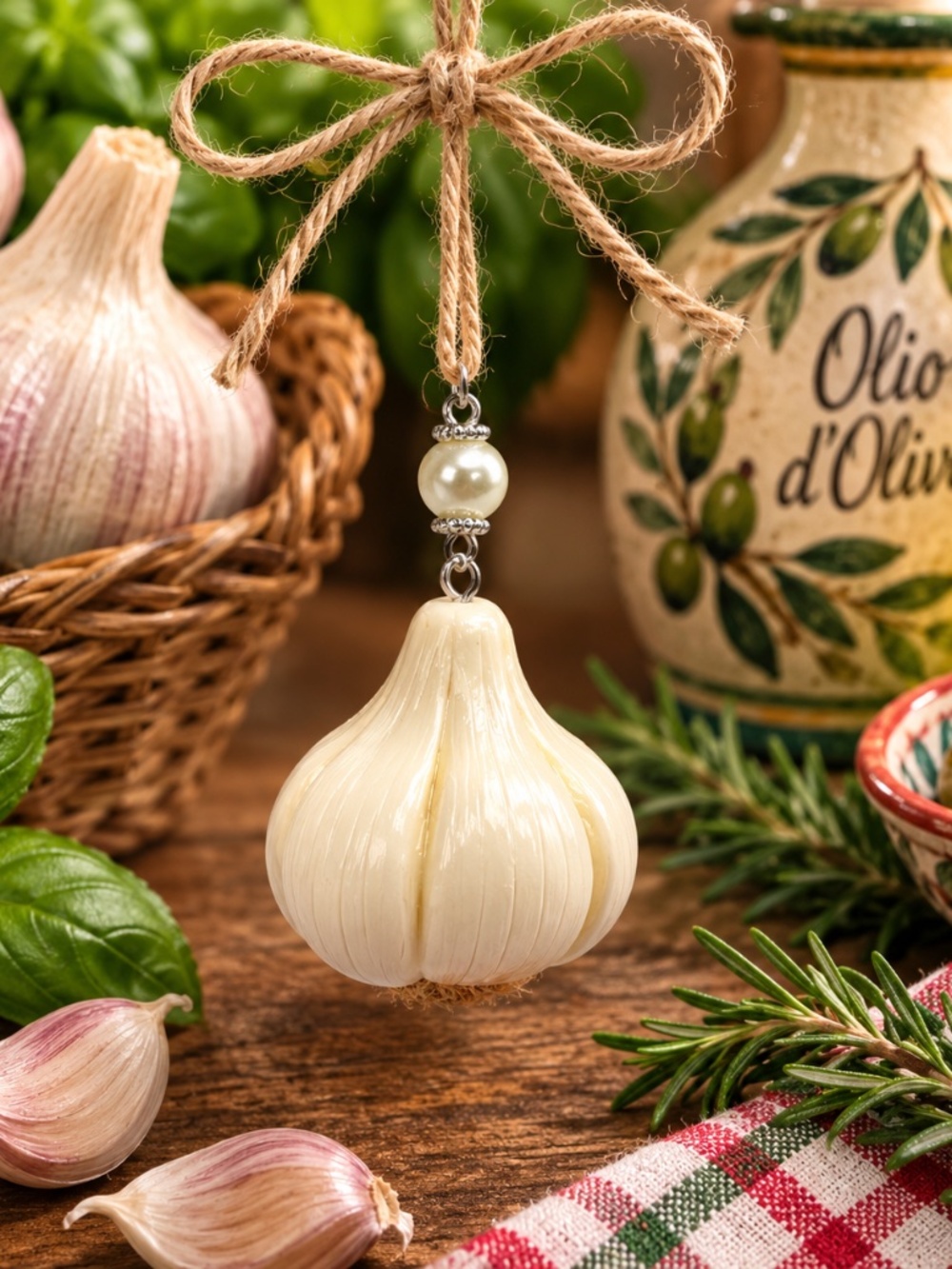 Garlic Ornament | Handmade Italian Food Kitchen Decor, Italian Kitchen Gift